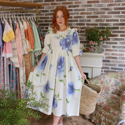 Rita's Blue Rose Recycled Handmade Dress | S