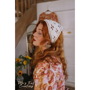 Rita's White Triangle Crochet Head Scarf
