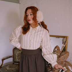 Rita's Brown Gold Thread Recycled Skirt | S