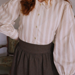 Rita's White Gold Striped Recycled Blouse | S