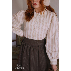 Rita's White Gold Striped Recycled Blouse | S