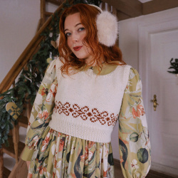 Rita's Orange Pattern Knitted Vest | S