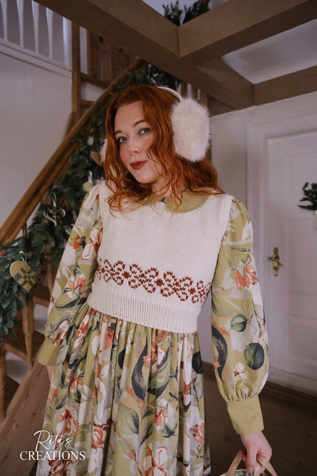 Rita's Orange Pattern Knitted Vest | S