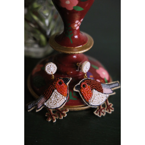 Beaded Robin Earrings