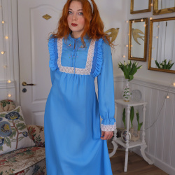 Romantic Blue Lace Nightgown | S