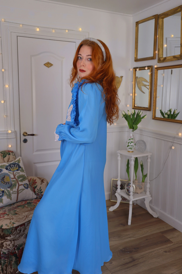Romantic Blue Lace Nightgown | S