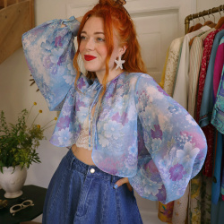 Sheer Floral 70's Vintage Top | S/M