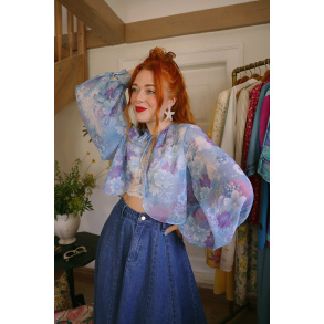 Sheer Floral 70's Vintage Top | S/M