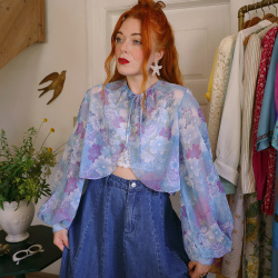 Sheer Floral 70's Vintage Top | S/M