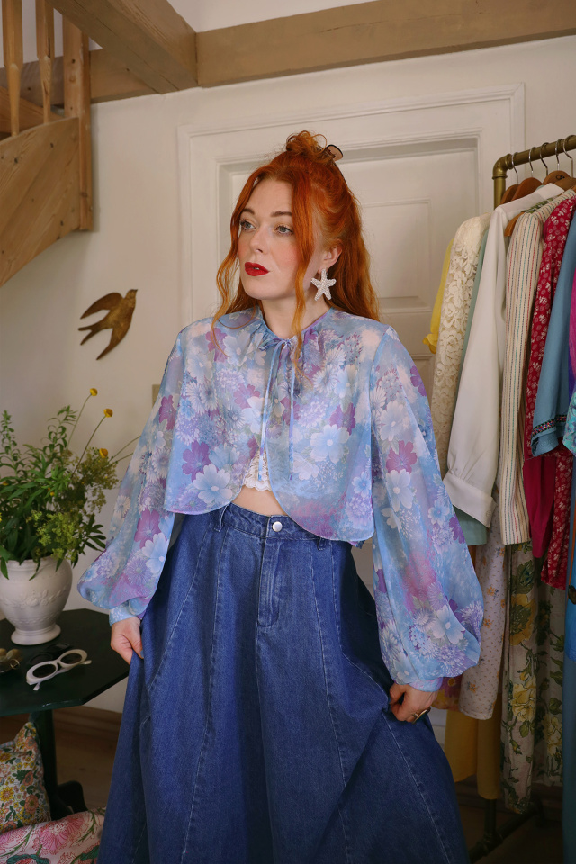 Sheer Floral 70's Vintage Top | S/M