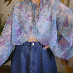 Sheer Floral 70's Vintage Top | S/M
