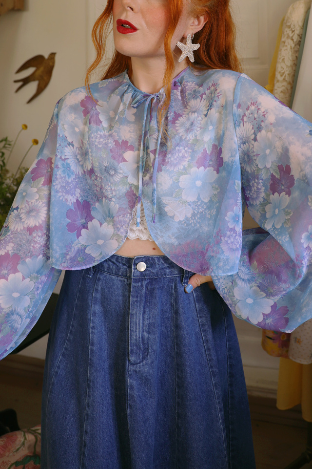 Sheer Floral 70's Vintage Top | S/M