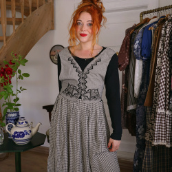 Black Romantic Plaid Vintage Dress | M