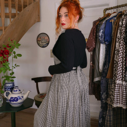 Black Romantic Plaid Vintage Dress | M