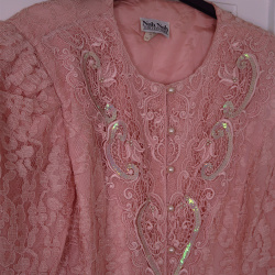 Romantic Pink Lace Vintage Jacket | M