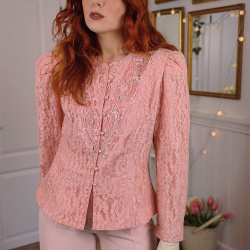 Romantic Pink Lace Vintage Jacket | M
