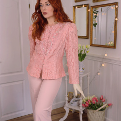 Romantic Pink Lace Vintage Jacket | M