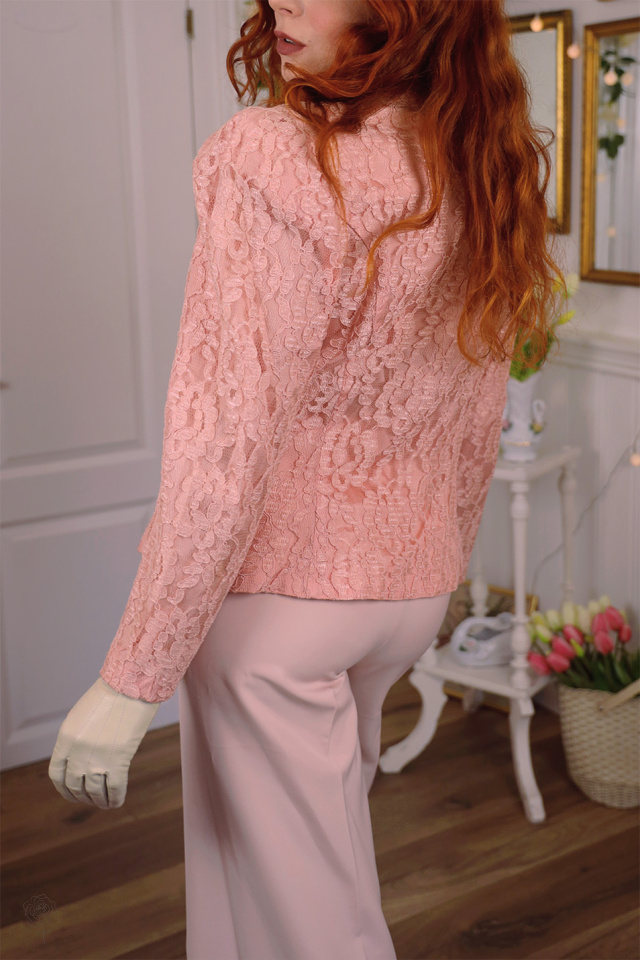 Romantic Pink Lace Vintage Jacket | M