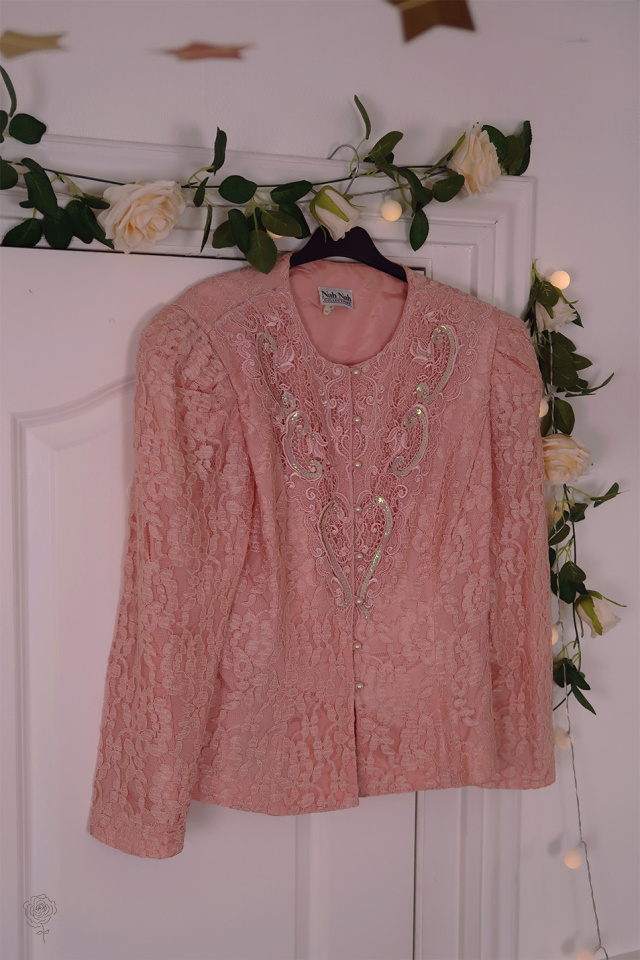 Romantic Pink Lace Vintage Jacket | M