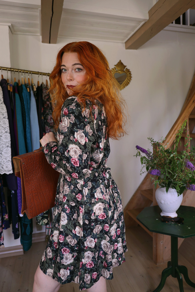 Rose Floral 80's Mini Vintage Dress | M