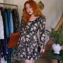 Rose Floral 80's Mini Vintage Dress | M