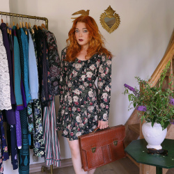 Rose Floral 80's Mini Vintage Dress | M