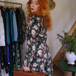 Rose Floral 80's Mini Vintage Dress | M