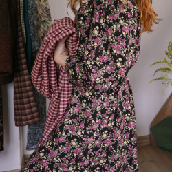 Romantic Purple Floral Vintage Dress | L/XL 
