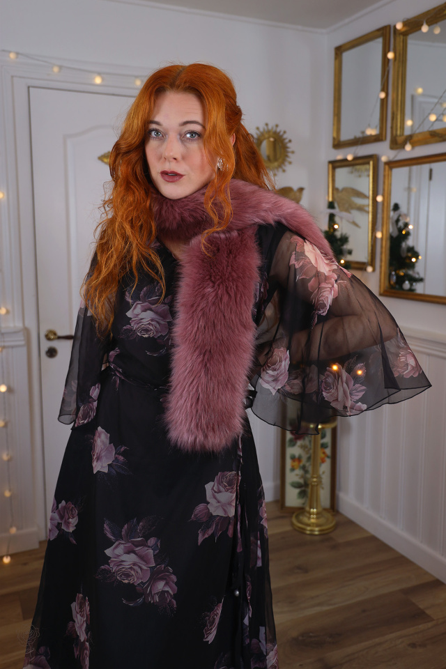 Bright Rose Faux Fur Second Hand Scarf