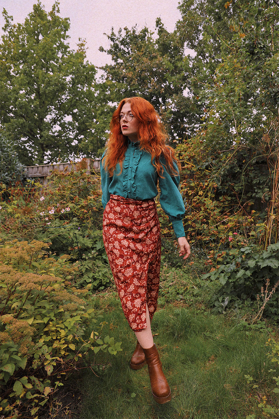 Rouge Floral Midi Skirt Catalog Bohemian Wonders