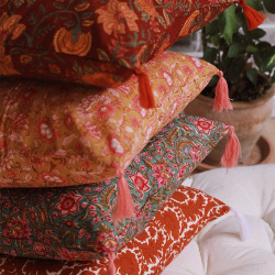 Rustic Peachy Floral Pillow Cover 