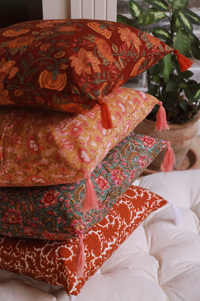 Rustic Peachy Floral Pillow Cover 