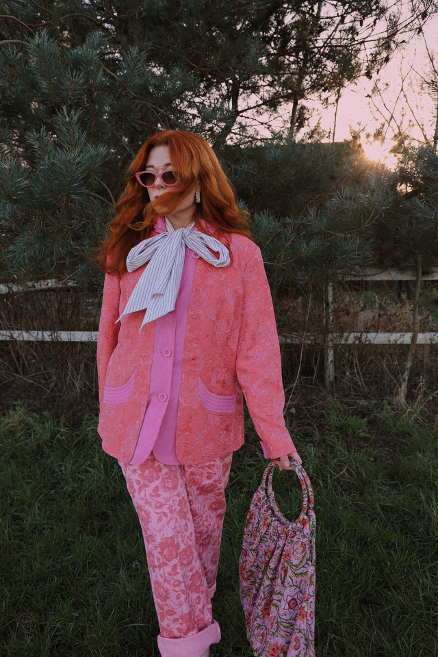 Salmon Floral Transition Jacket | L/XL