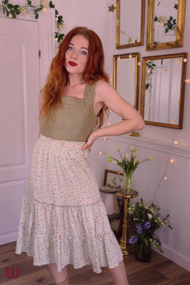 Cream Floral Vintage Skirt | M