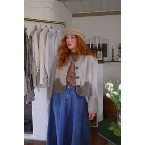 Linen Leather Floral Vintage Jacket | M/L