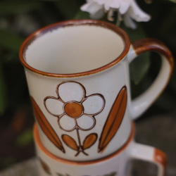 Set of Two Handpainted Retro Mugs 
