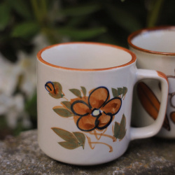 Set of Two Handpainted Retro Mugs 