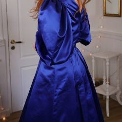 Stunning Shiny Blue Vintage Gown | S