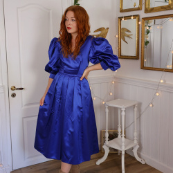 Stunning Shiny Blue Vintage Gown | S