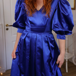 Stunning Shiny Blue Vintage Gown | S