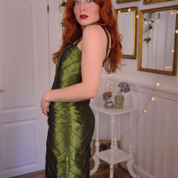Shiny Green Elegant Vintage Dress | S/M