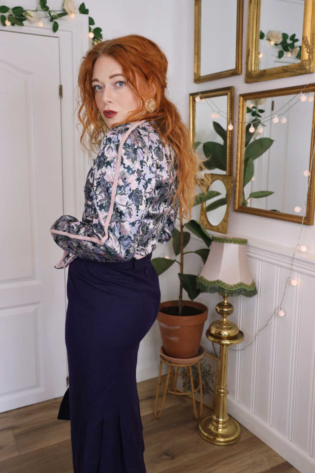 Shiny Purple Floral Vintage Blazer Jacket | S
