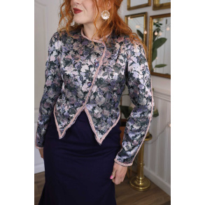 Shiny Purple Floral Vintage Blazer Jacket | S