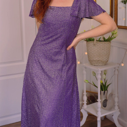 Shiny Purple 70's Maxi Dress | M