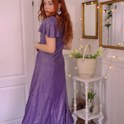 Shiny Purple 70's Maxi Dress | M