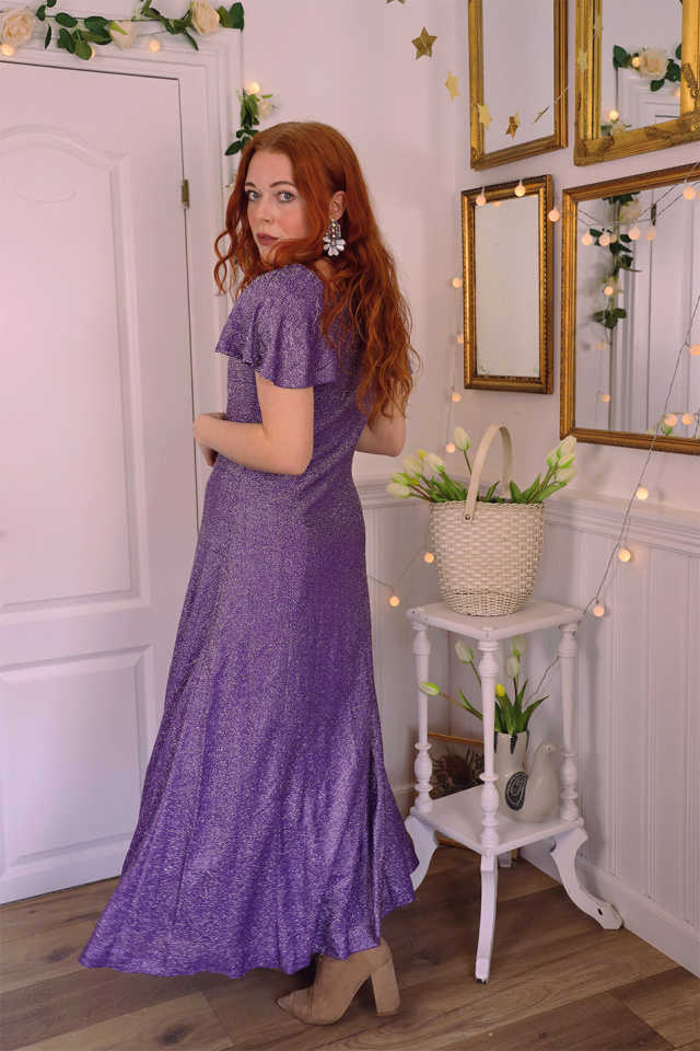 Shiny Purple 70's Maxi Dress | M