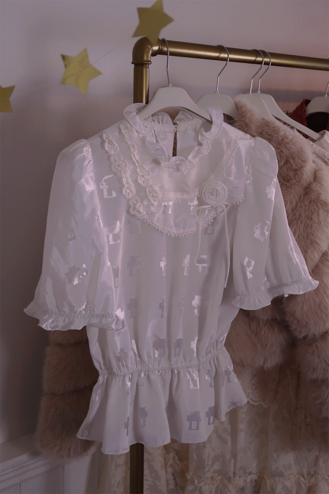 Shiny White Vintage Top | S