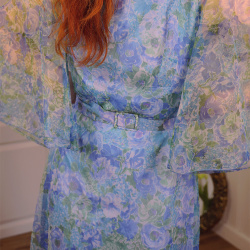 Blue &amp; Green Floral 70's Gown | S/M