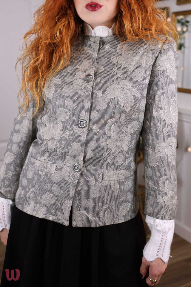 Silver Floral Vintage Blazer Jacket | S