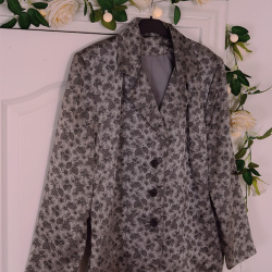 Silvery Leaf Vintage Blazer Jacket | M/L
